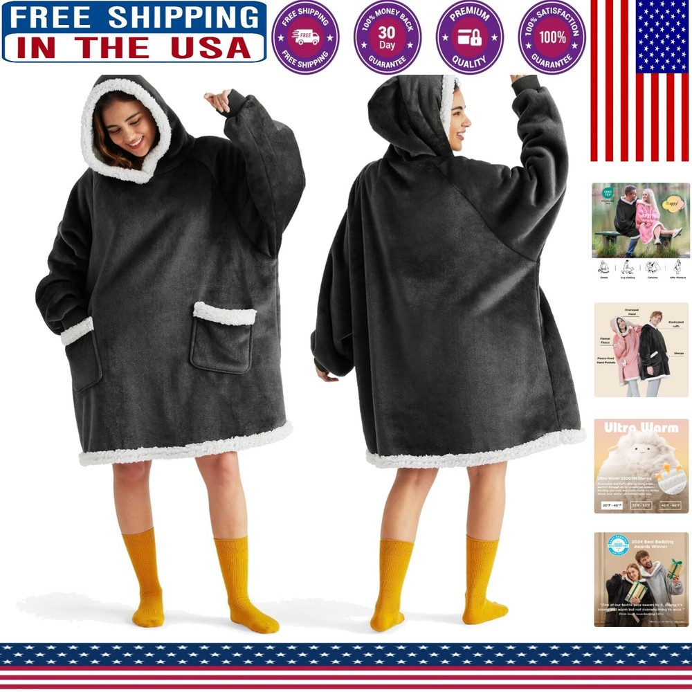 Cozy Wearable Blanket Hoodie for Men and Women - Ideal Winter Gift