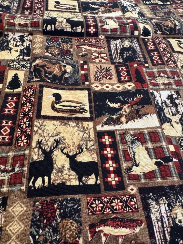 Wildlife Cotton Fabric 28x44 Inches Deer Geese Moose Patch for Hunting Quilts