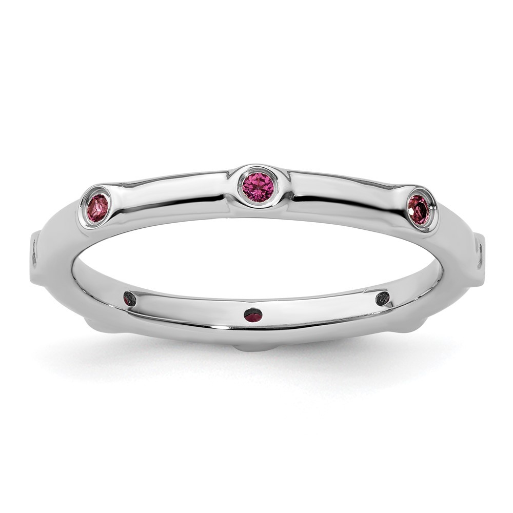 925 Sterling Silver Stackable Expressions Rhodolite Garnet Ring Size 6