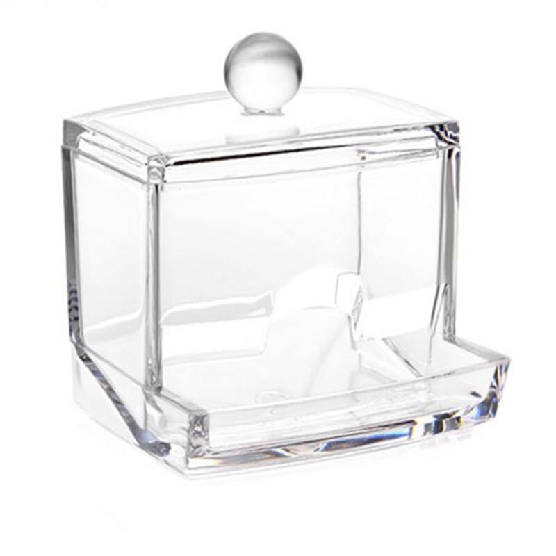 Acrylic QTip Holder for Cotton Swabs and Makeup Pads Storage  