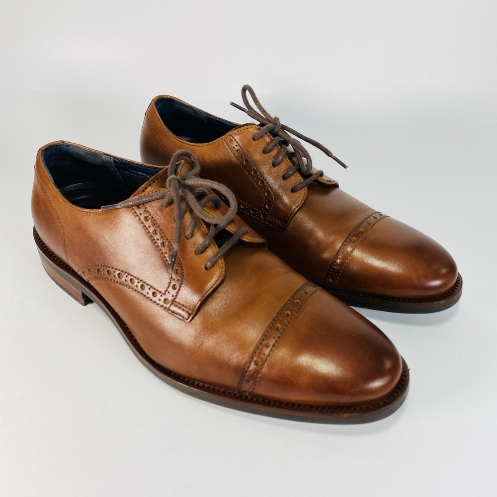 Cole Haan Grand OS Watson Mens 9 M C26146 Brown Leather Derby Cap Toe Shoes
