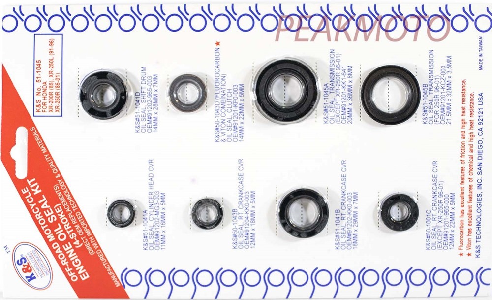 HONDA XR200R 1985, XR250L 1991-1996 Complete Engine Oil Kit K&S 51-1045