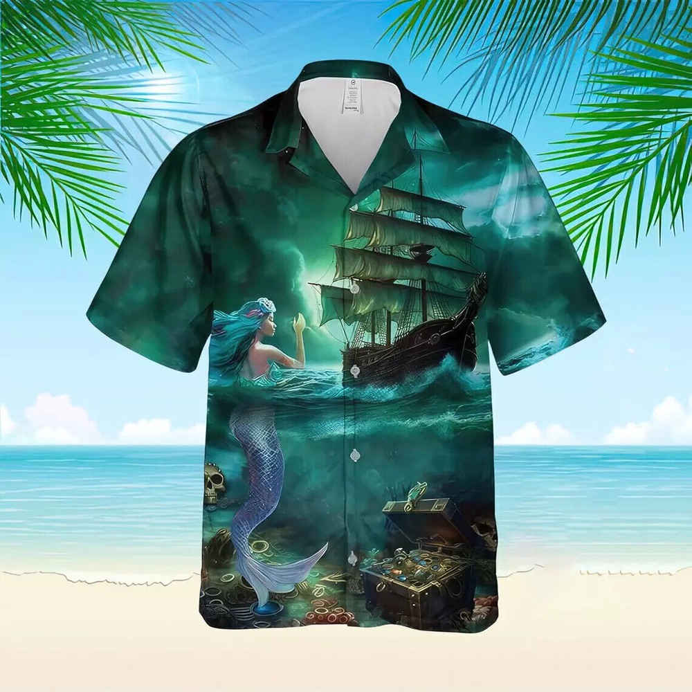 Mermaid Hawaiian Shirt Soft Hawaiian Shirt 3D Summer Aloha Shirt