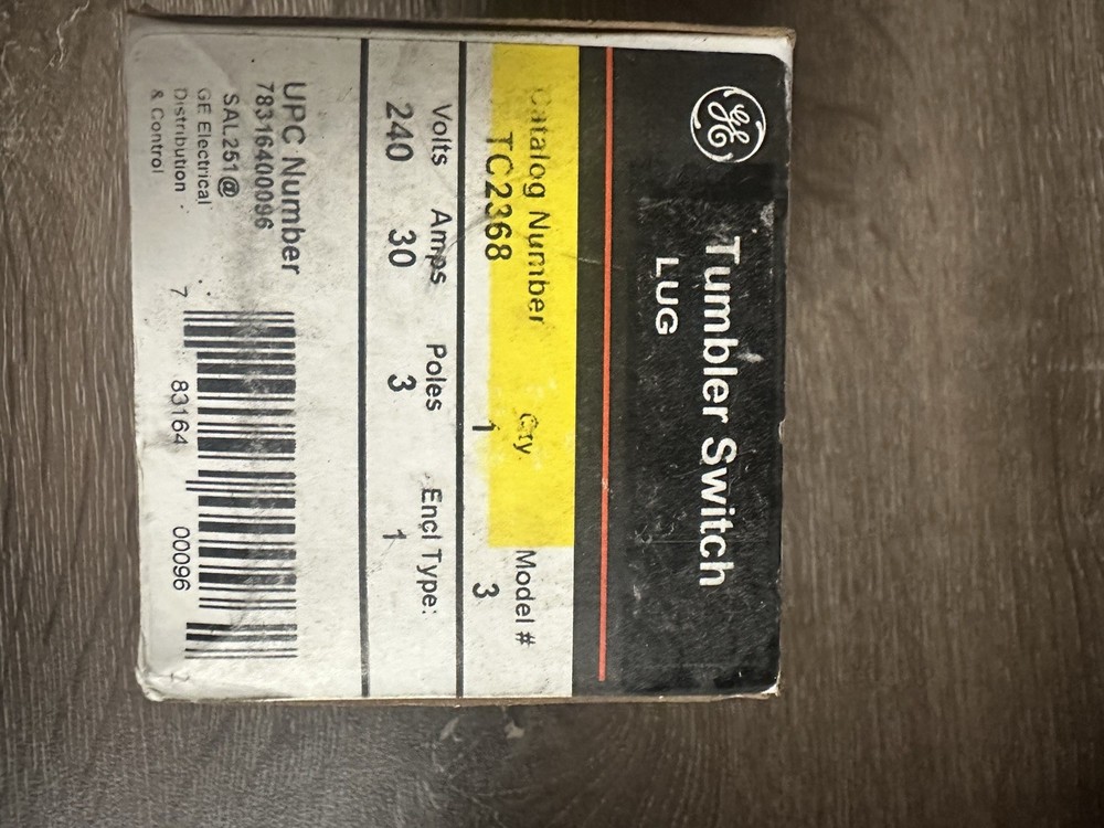 NEW OLD STOCK! GE GENERAL ELECTRIC 30A 240V TUMBLER SWITCH TC2368