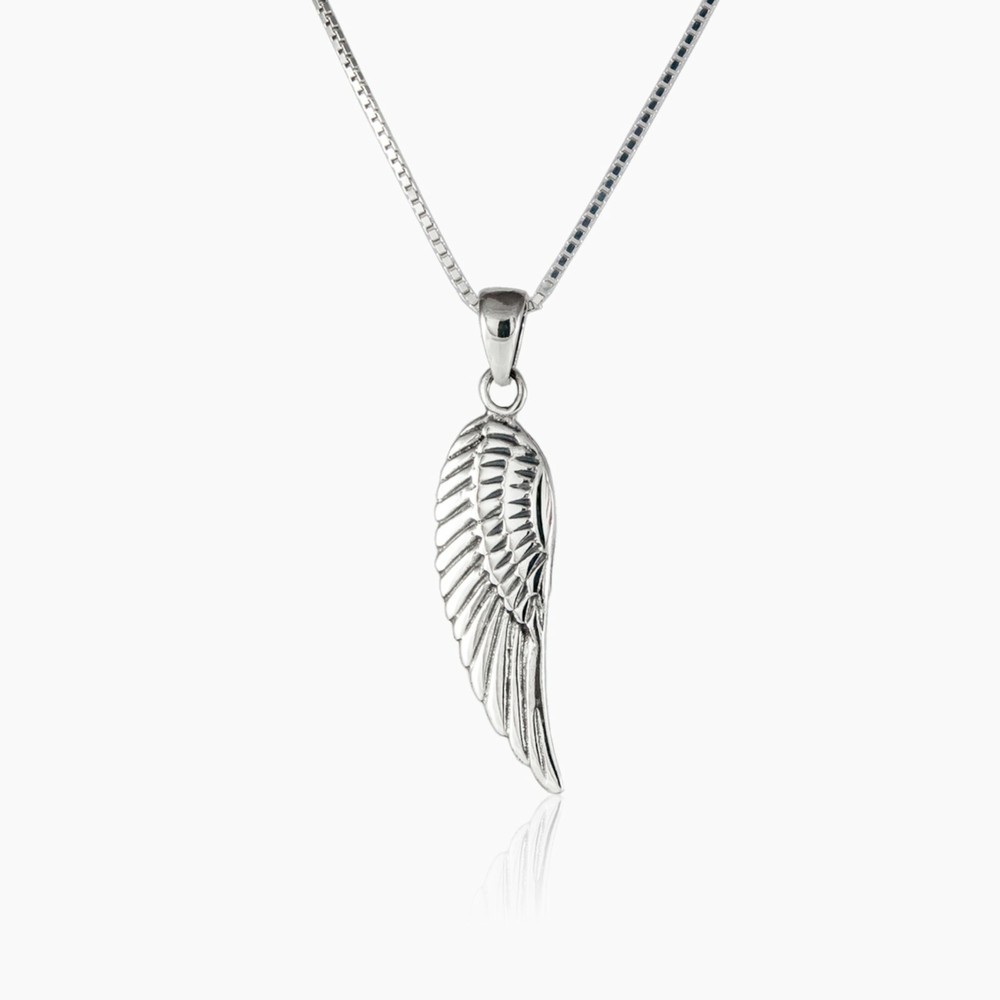 Sterling Silver Angel Wing Necklace for Mom with 18