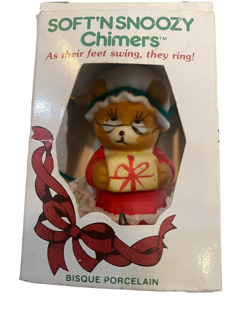 Soft N Snoozy Chimers Christmas Bell Ornament with Grandma Bear by Jasco