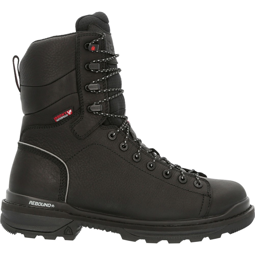 Rocky Rams Horn Waterproof Black Mens Work Safety Boots Lace To Toe Design