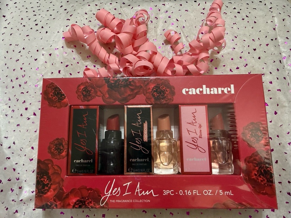 Cacharel Yes I Am Eau 3 Piece Gift Set (Eau De Parfum 0.16 oz / 5 ml) New In Box