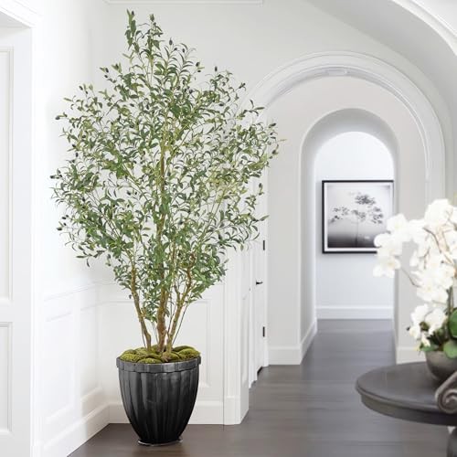 7ft Tall Faux Olive Tree Artificial Potted Plant for Floor Decor