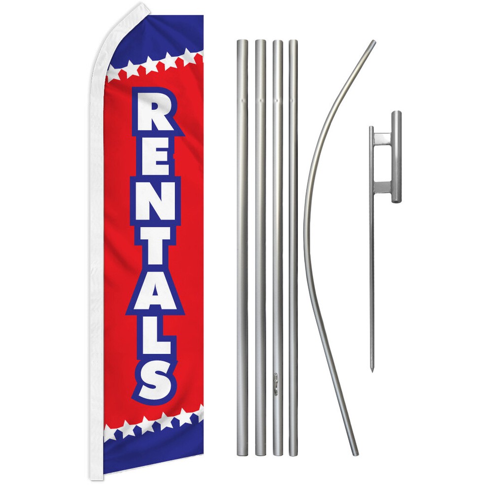 Rentals Advertising Swooper Feather Flutter Flag & Pole Kit Rent Me