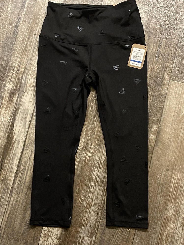 NWT Reebok Skinny High Rise Capri Moisture Management Training Black Leggings XS