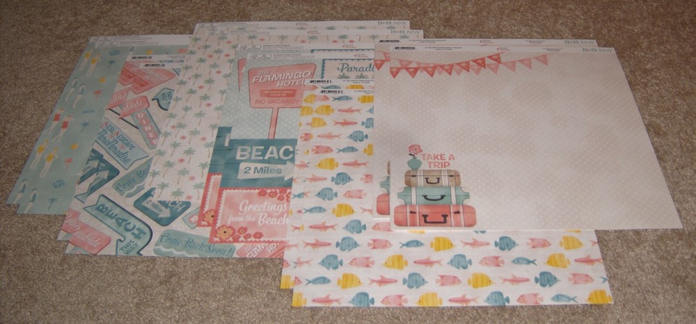 Bo Bunny 12x12 Double-Sided Paper Lot of Twelve ~ Escape to Paradise-image