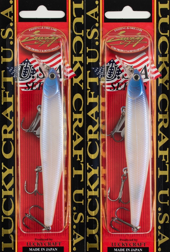 (LOT OF 2) LUCKY CRAFT SLENDER POINTER 112MR 1/2OZ PT112MR-381 BLUE PRL SH B6208