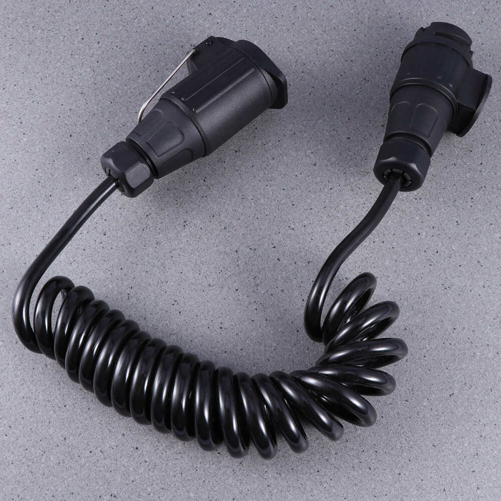 12V RV Trailer Plug Coiled Spring Towing Cable for Electrical Hookup  