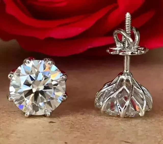 2Ct Round Lab-Created Diamond Stud Earrings for Women in 14K White Gold