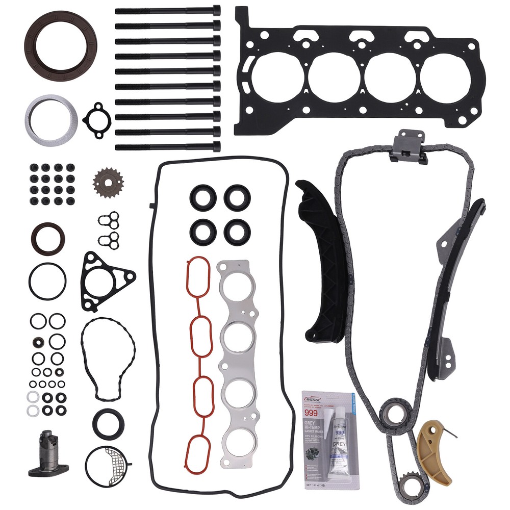 Complete Head Gasket Set with Bolts & Timing Chain Kit for Toyota Corolla Pontiac Vibe 1.8L Engine