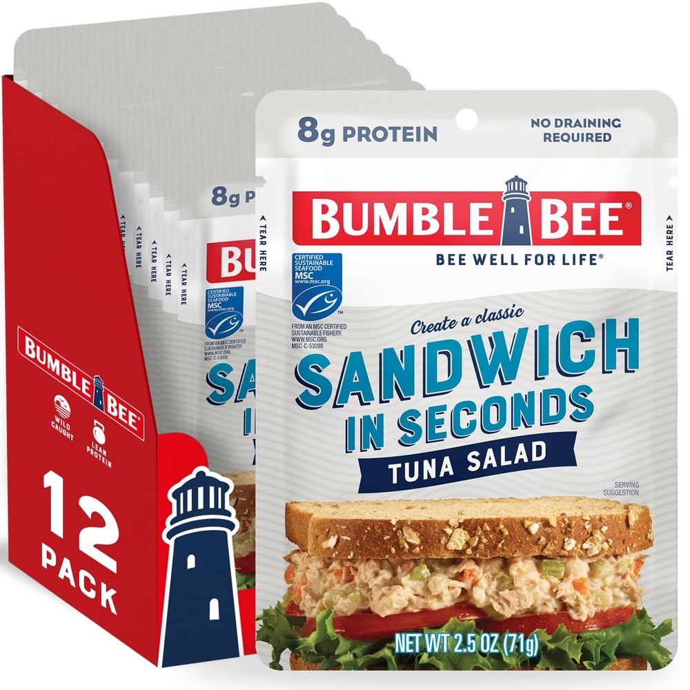 Bumble Bee Ready-to-Eat Tuna Salad Sandwich Pack, 2.5 oz Pouch, 12 Count