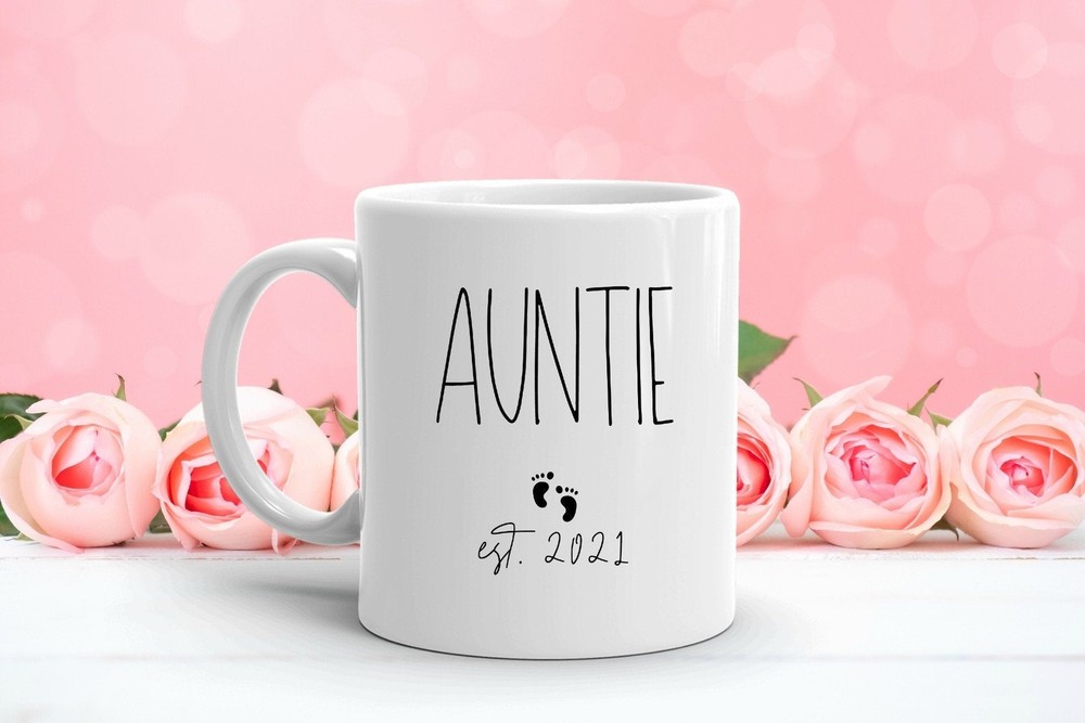 Auntie Est. 2021 Mug Gift For New Aunt Pregnancy Announcement To Sister Aunt