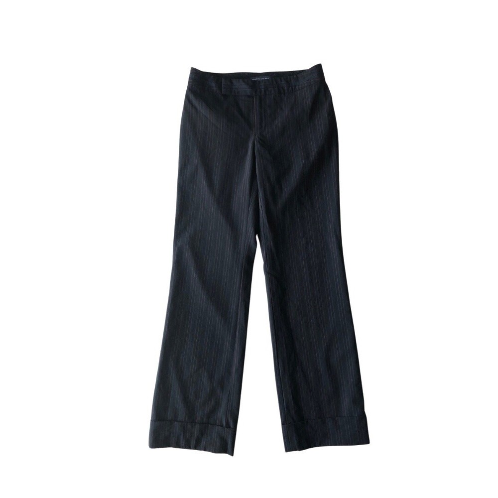 Banana Republic Womens Pants Black Pinstripe Size 0 Martin Fit Cotton Blend
