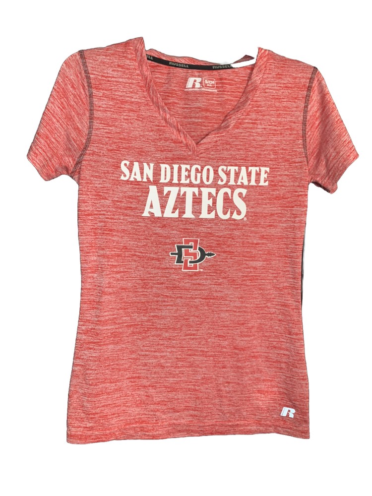 SAN DIEGO STATE AZTECS Womens T Shirt Size S 4/6 Red V Neck Short Sleeve