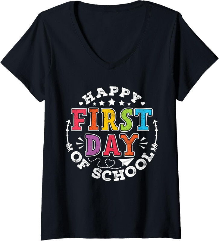 Back To School First Day Of School Teachers Cute Ladies' V-Neck Tshirt-image