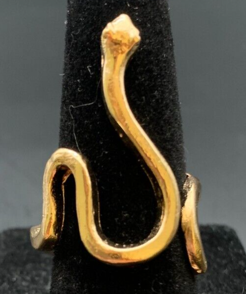 Vintage Antique Gold Tone Snake Ring - Size 7