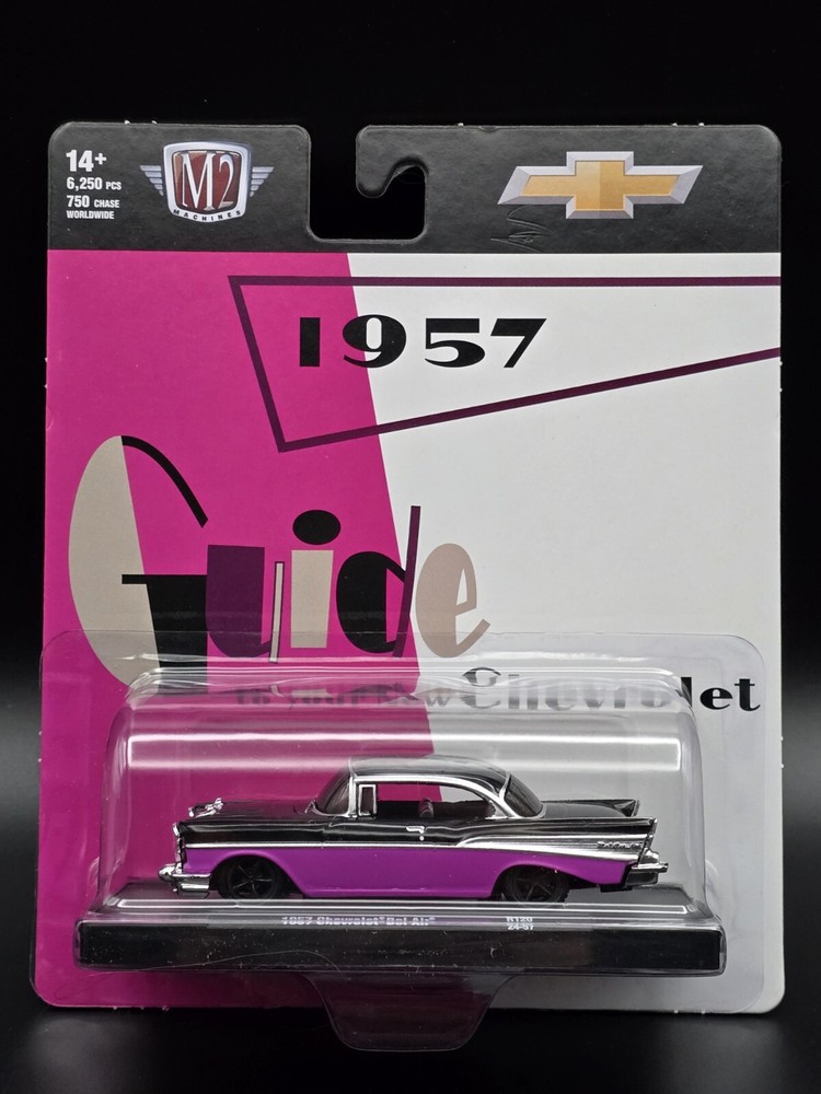 M2 Machines 1957 Chevrolet Bel Air Black & Pink Auto Drivers Limited Edition Collectible Diecast Car