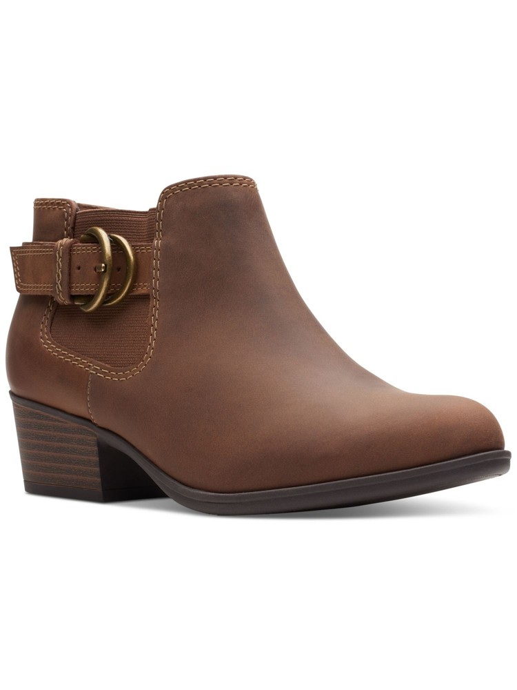 CLARKS COLLECTION Womens Brown Button Adreena Field Leather Booties 7.5 M