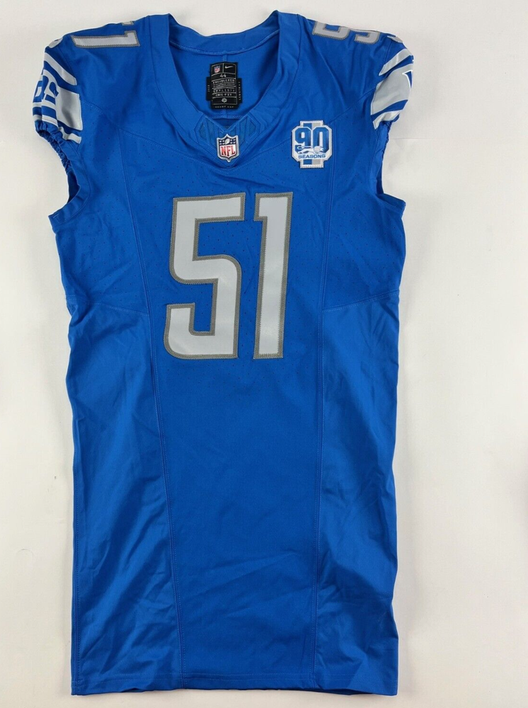 2023 Detroit Lions #51 Game Issued NFL Football Jersey w/ 90th Patch