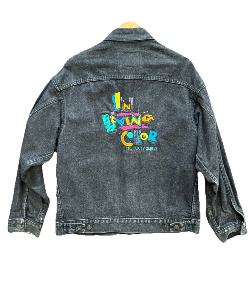 Vintage In Living Color Cast Crew Denim Jacket Sz M RARE TV Wayans Jamie Foxx