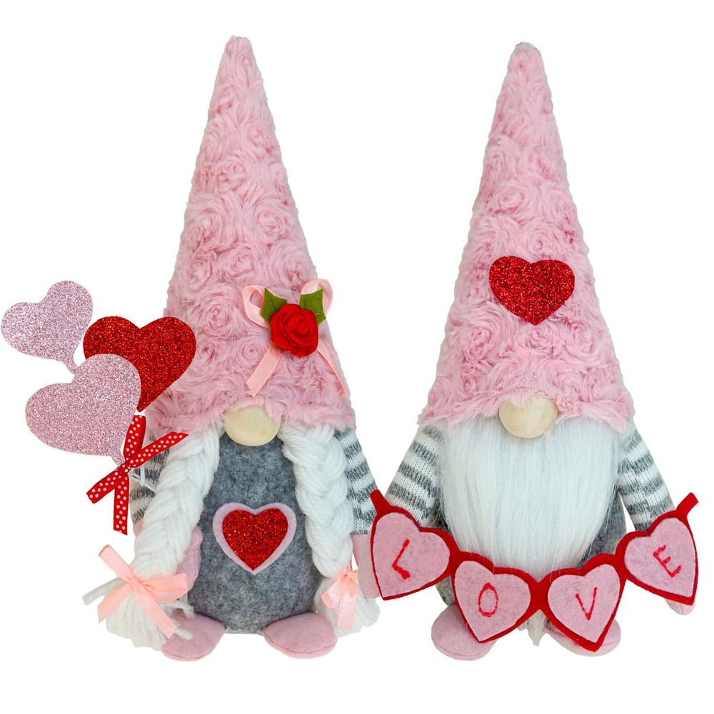 Valentine Gnomes Decorations for Home Valentines Day Tiered Tray Decor Pink V...