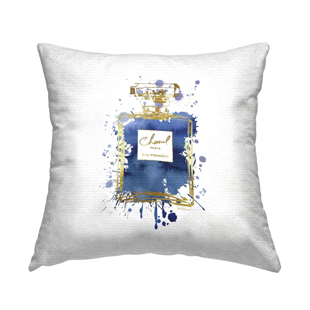 Blue Urban Splatter Glam Fragrance Bottle Outdoor Printed 18x18 Pillow
