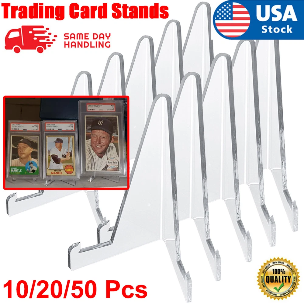 10/20/50 Pcs Clear Acrylic Trading Card Stands Coins Sports Cards Display Holder