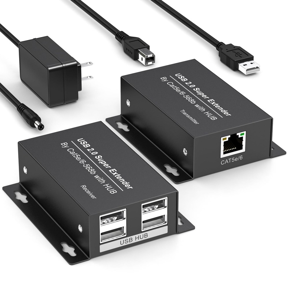 High-Speed USB 2.0 Extender Over Ethernet - 60m Range, 480Mbps, Cat5e/6 Compatible