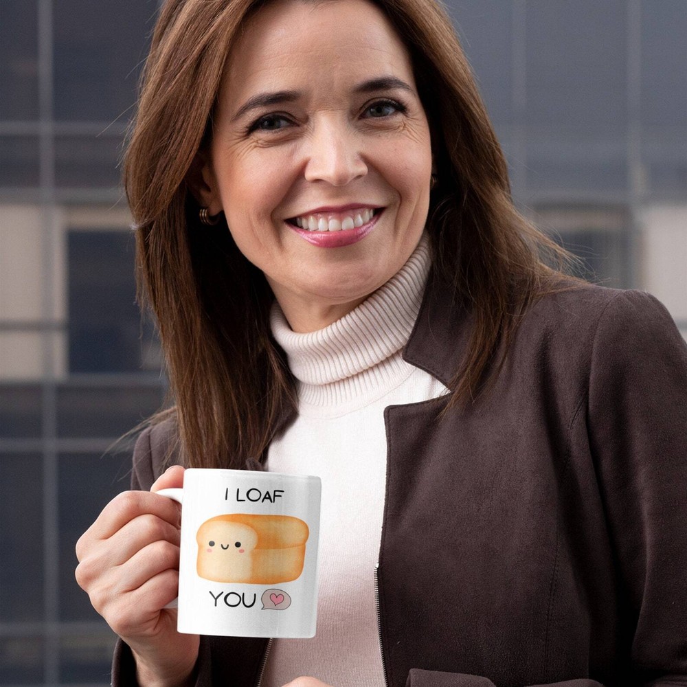 Bread Lover Mug - I Loaf You Gift For Couples Bread Pun Present