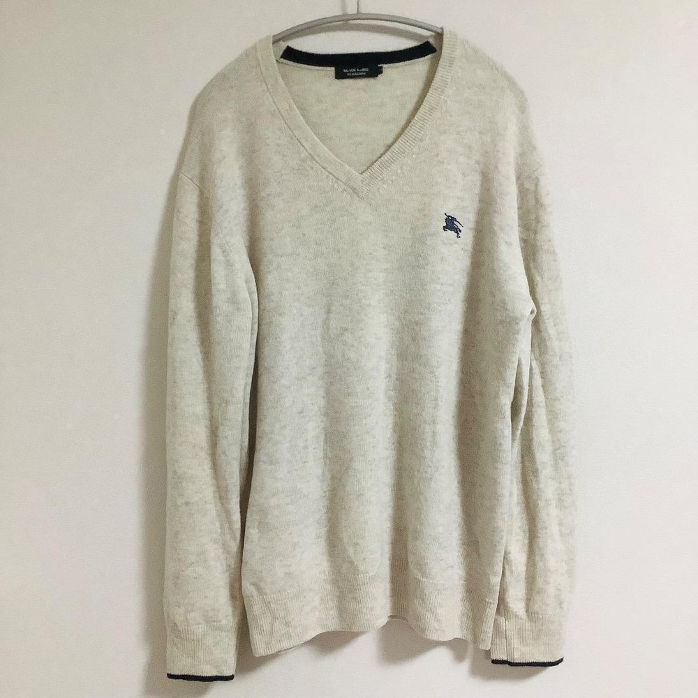 Burberry Black Label Cashmere Knit V-Neck Sweater Mens L F/S from Japan