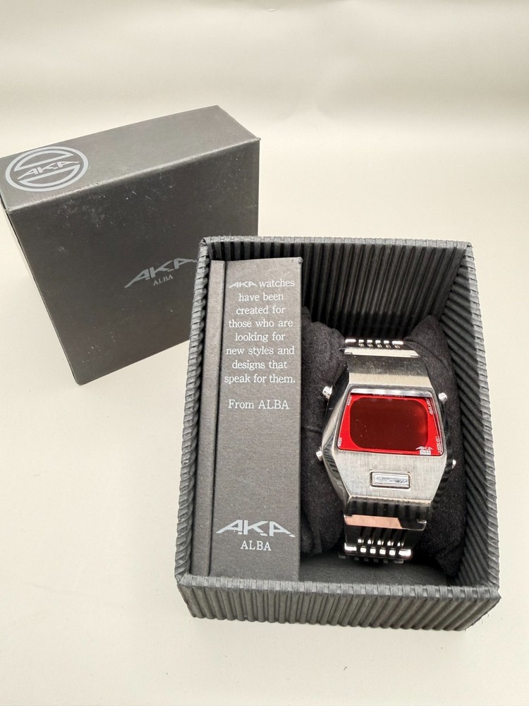 Alba AKA W670-4000 Red Matrix Digital Watch, Stainless Steel Bracelet JDM Japan