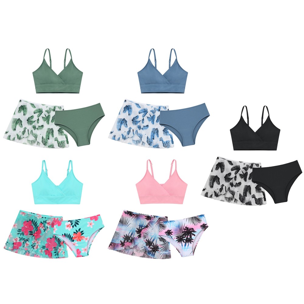 Girls Set Suits Swimsuit Padded Swimwear Sleeveless Briefs Swimming Shorts Surf