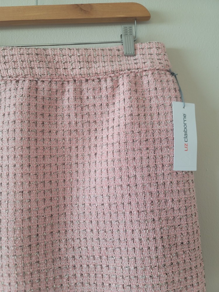 Liz Claiborne Pink Pencil Tweed Skirt NWT SZ 6