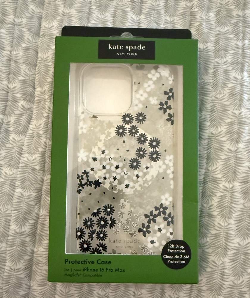 Brand New, Sealed | Kate Spade iPhone 16 PRO MAX Black/White Floral MagSafe