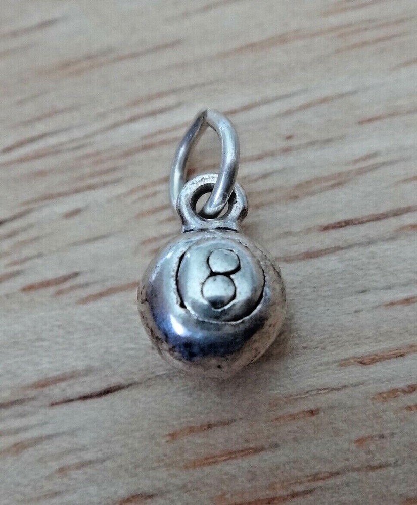 Sterling Silver 7mm Billiard 8 Ball Pool Charm
