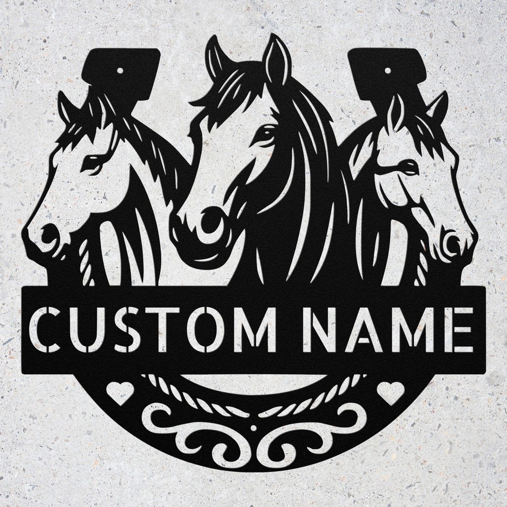 Personalized Horses Metal Wall Art Sign Custom Ranch Barn Farmhouse Horse Decor