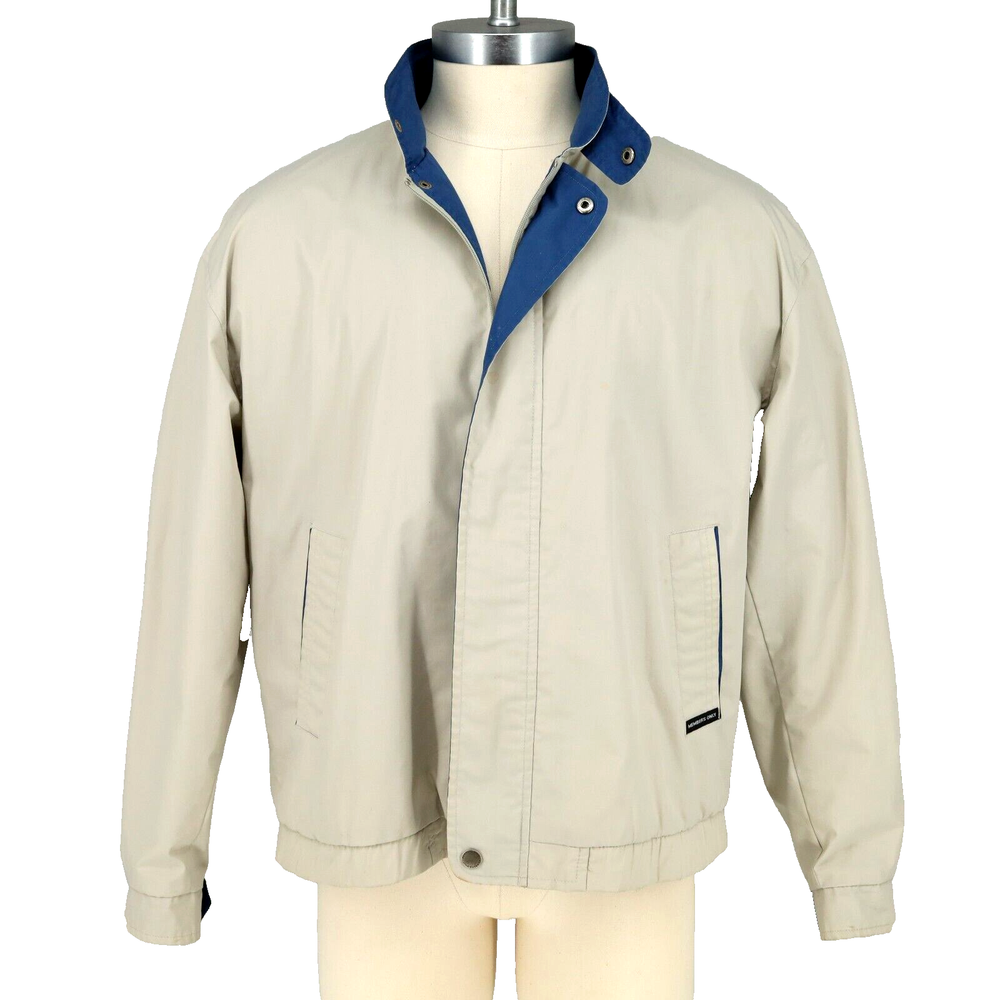 Vintage Members Only Mens Lightweight Beige Jacket Large Full Zip Lined Pockets-image