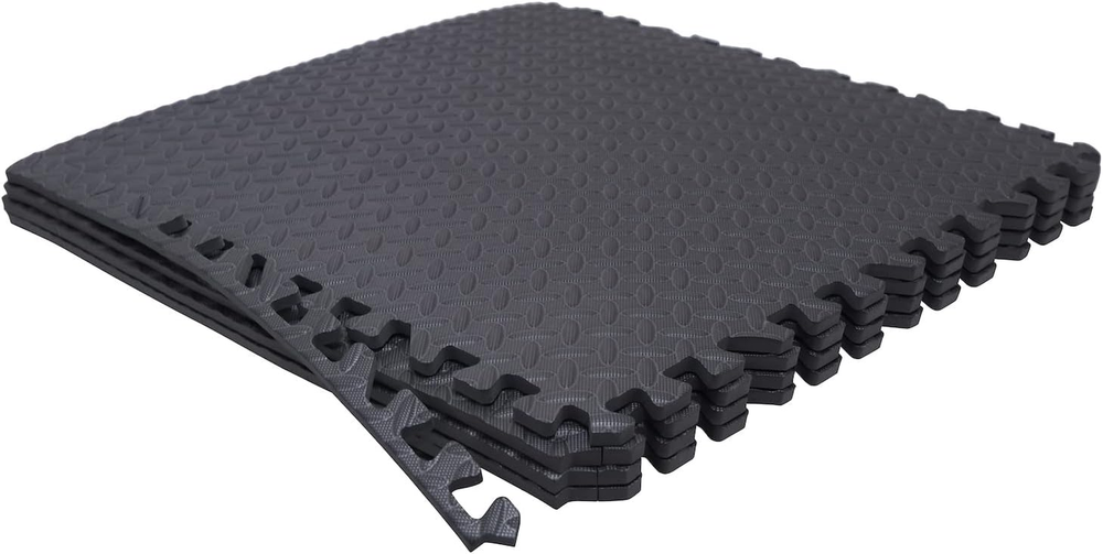 4X 16 Sqft Black Gym Floor Mats 24X24 EVA Foam Interlocking Exercise Fitness Tiles