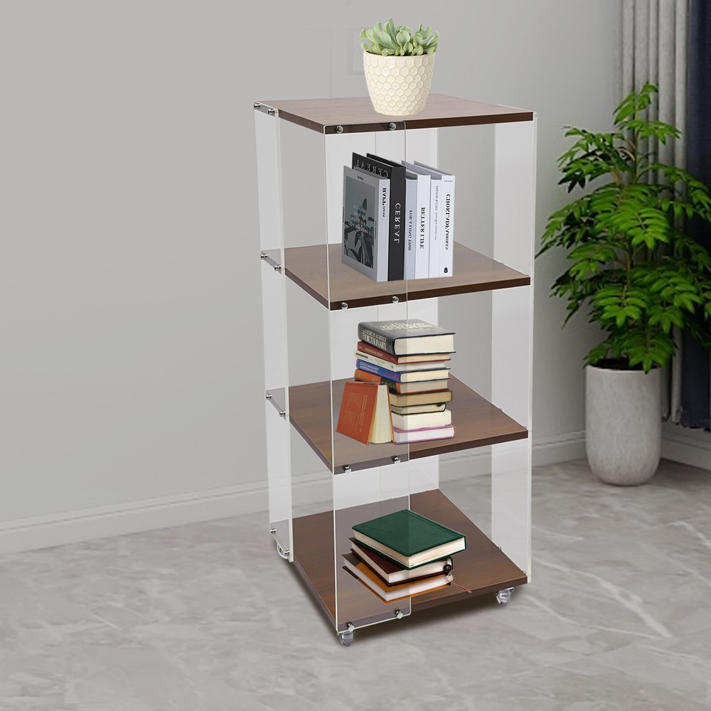 360° Rotating 3-Tier Corner Bookshelf Standing Display Rack for Storage US