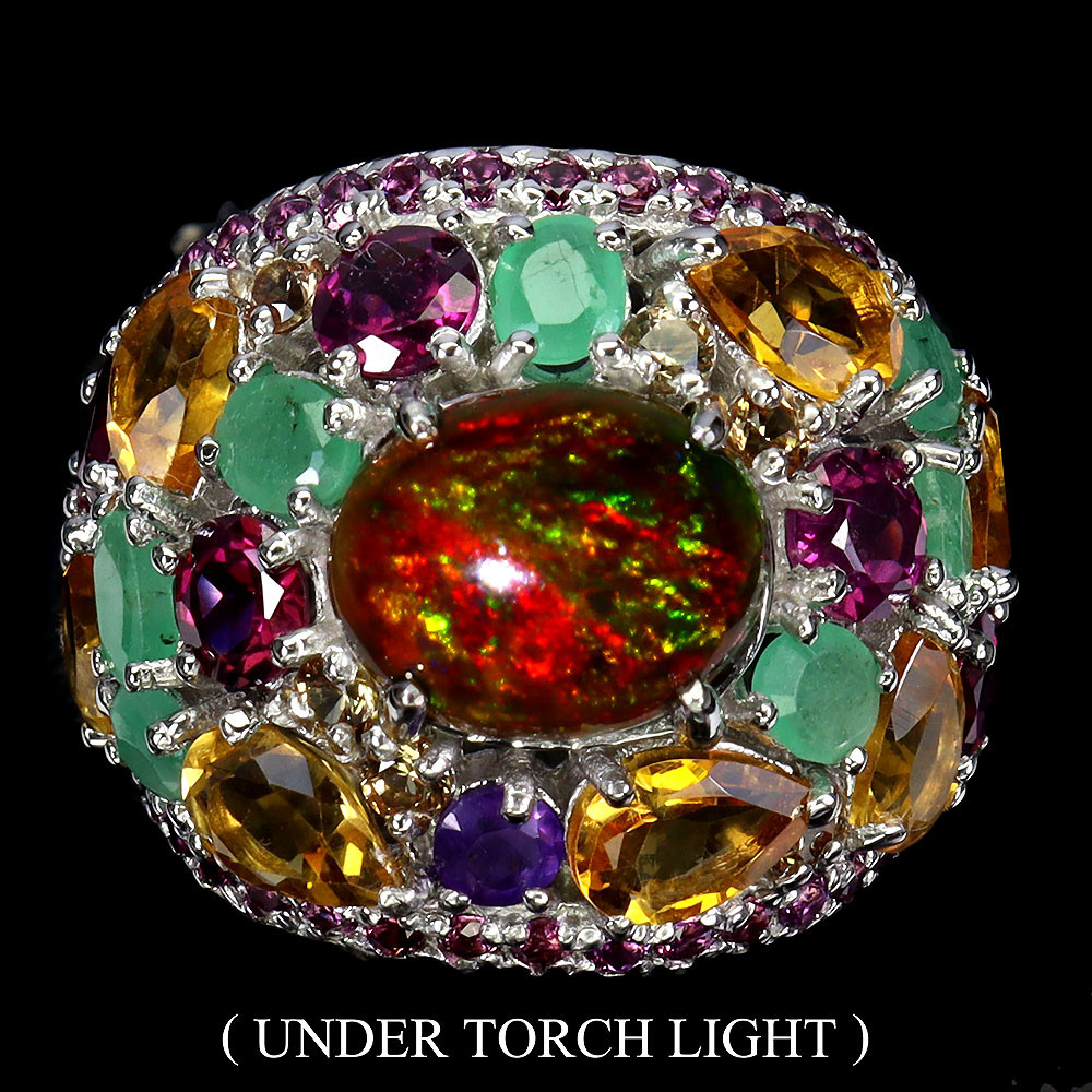 Valentine 925 Silver Ring Oval Black Opal 10x8mm Amethyst Gemstone Jewelry