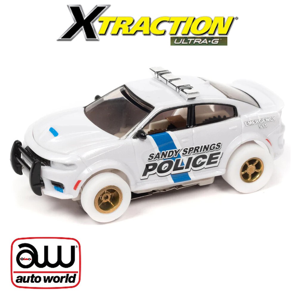 New Auto World 1:64 21 Charger Sandy Springs Police HO Slot Car Free Shipping