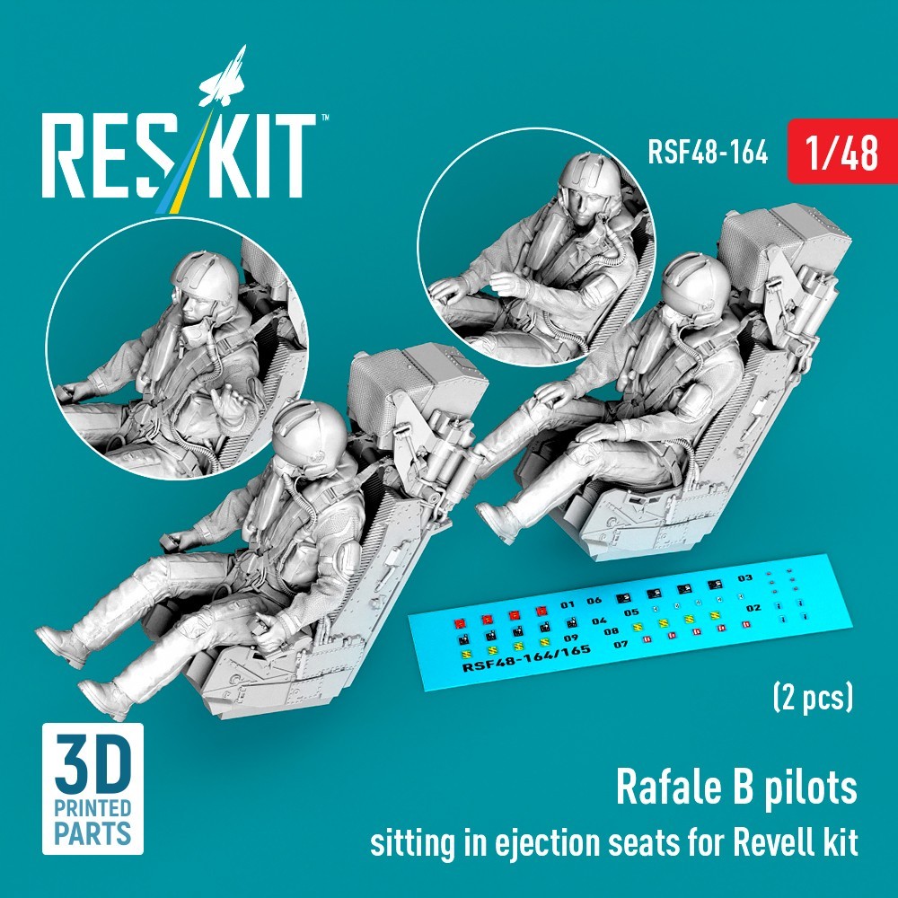 Rafale B pilots sitting in ejection seats for Revell kit (2 pcs) 1:48 RSF48-0164
