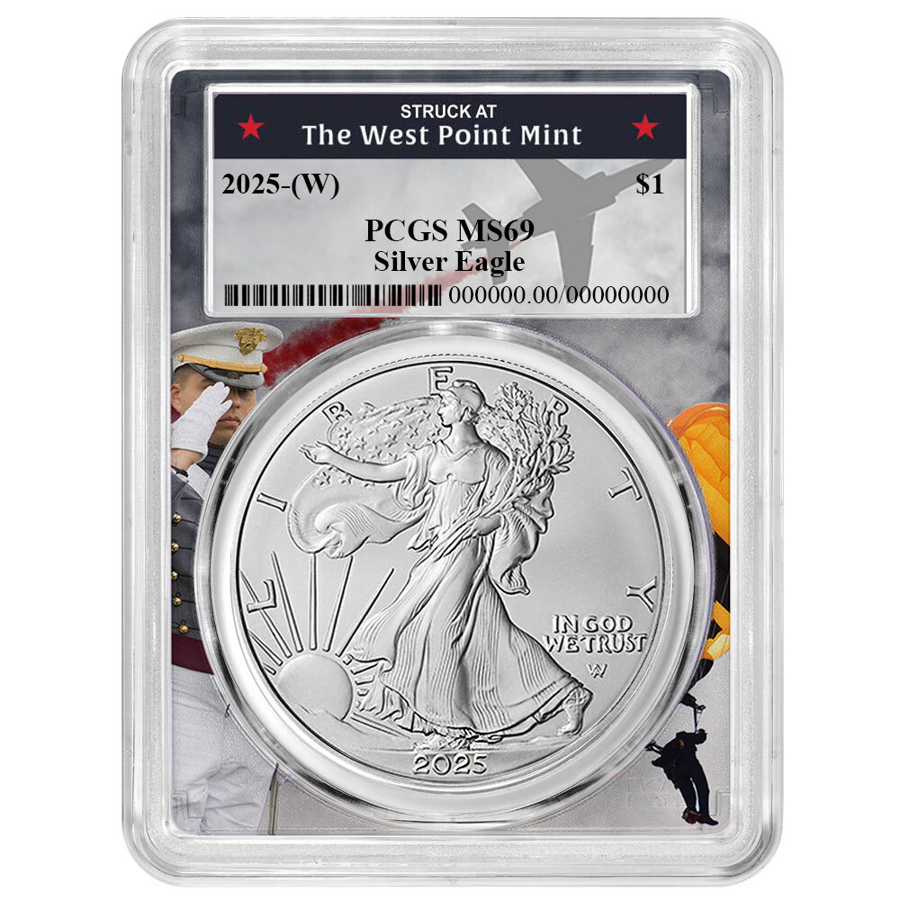 Presale - 2025 (W) $1 1-oz American Silver Eagle PCGS MS69 West Point Frame-image