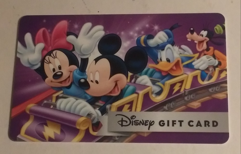 Disney gift card with Mickey Minnie Donald Goofy coaster design - no balance